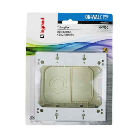 Wiremold Legrand New and Old Work Rectangle Plastic 2 gang Outlet Box White NMW32